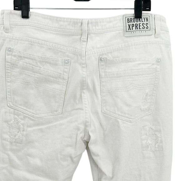 Brooklyn Express White Distroyed Distressed Jeans Size 36x30 Mens - Picture 6 of 12